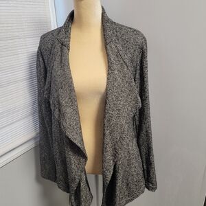 EILEEN FISHER Waterfall Cardigan Charcoal Gray Open Front Long Sleeve Medium